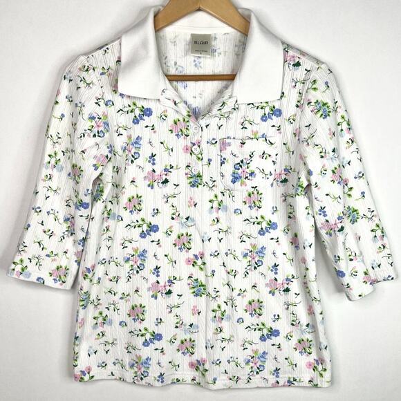 Blair Floral Granny Collared T-Shirt Small - Picture 1 of 7